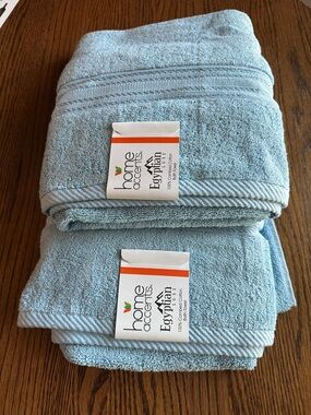 Home Accents Light Blue Egyptian Cotton Bath Towels - Set of 2